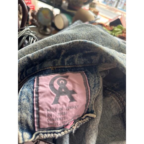 80s Rare Acid Washed Denim Jacket w snap Button Closure Size Medium - Picture 7 of 7
